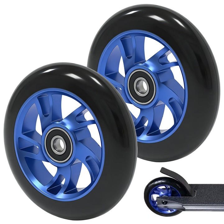 2 Stück 100mm Stunt Scooter Rollen Reifen Mit Felgen Aus Aluminiumlegierung Und Anti-Blockier, Scoot