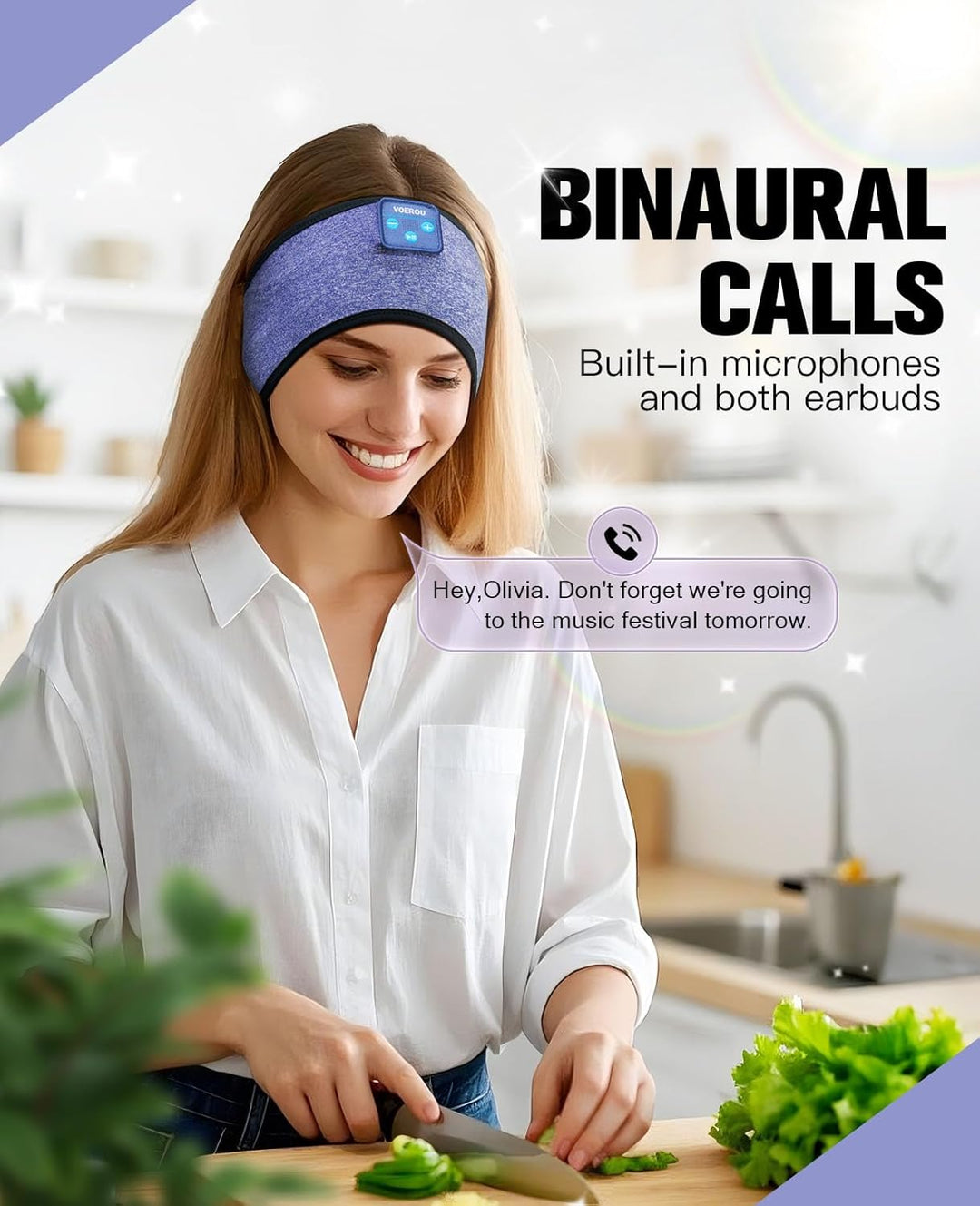 Voerou Bluetooth Schlafkopfhörer, Blue