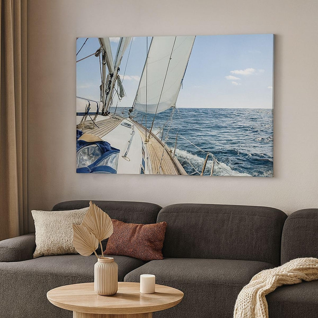 ARTTOR Bilder auf Leinwand Meer Kreuzfahrt Segel Leinwandbild 70x50cm Wandbilder Dekoration Wohnzimm