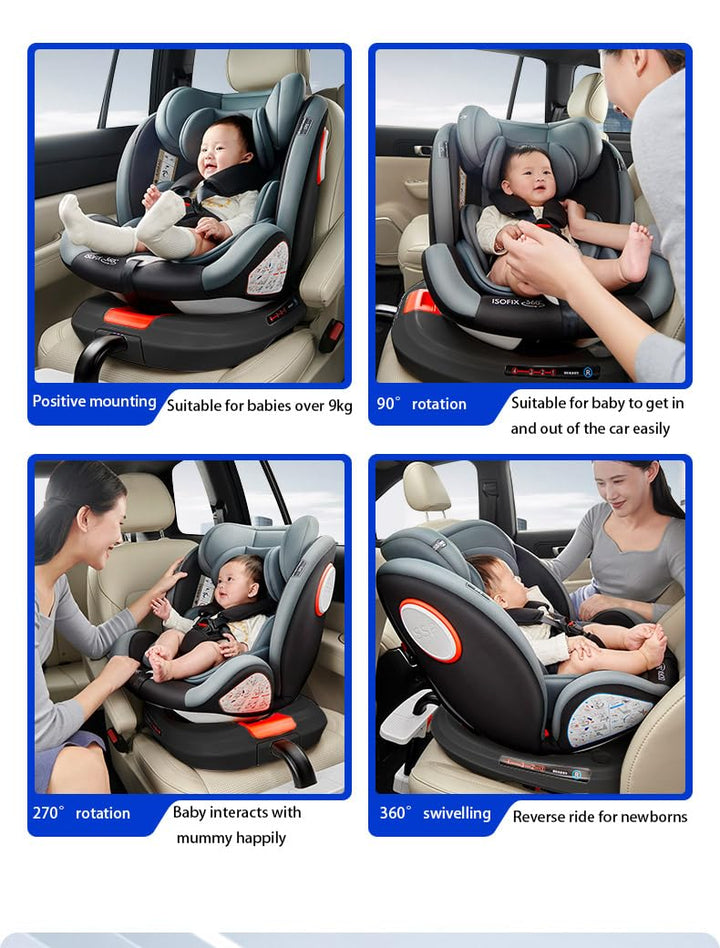 360° Drehbare Autositze: Liegeautositze mit Verstellbarer Kopfstütze und 5-Punkt-Sicherheitsgurt, Is