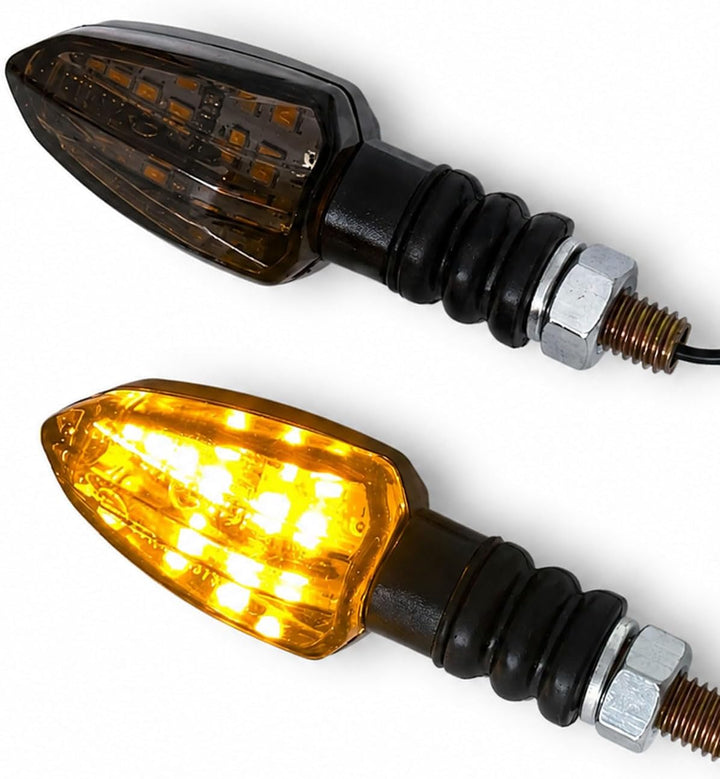 Germany Motorsports LED Motorrad Mini Blinker Wizzard Schwarz kurz universal 12V e-geprüft vorn hint