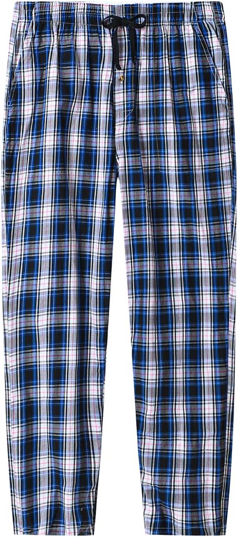 MoFiz Herren Schlafanzughose Baumwolle und Polyester Pyjamahose Lange Karierte Freizeithose Loungeho