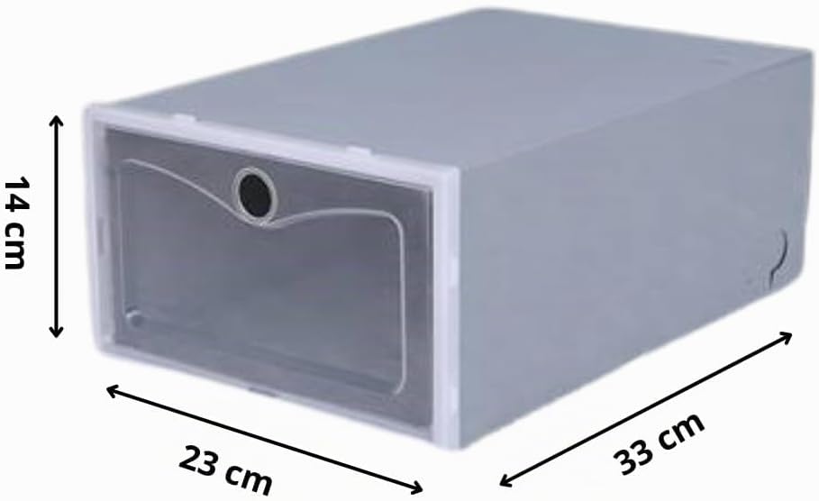 ZOLTA Schuhboxen Set 10 Stück stapelbar Aufbewahrungsboxen 33x23x14 cm Grau mit transparenter Klappt