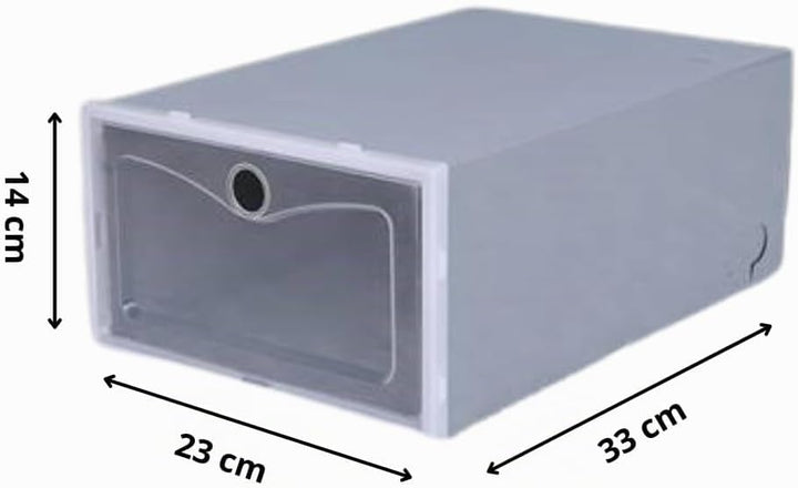 ZOLTA Schuhboxen Set 10 Stück stapelbar Aufbewahrungsboxen 33x23x14 cm Grau mit transparenter Klappt