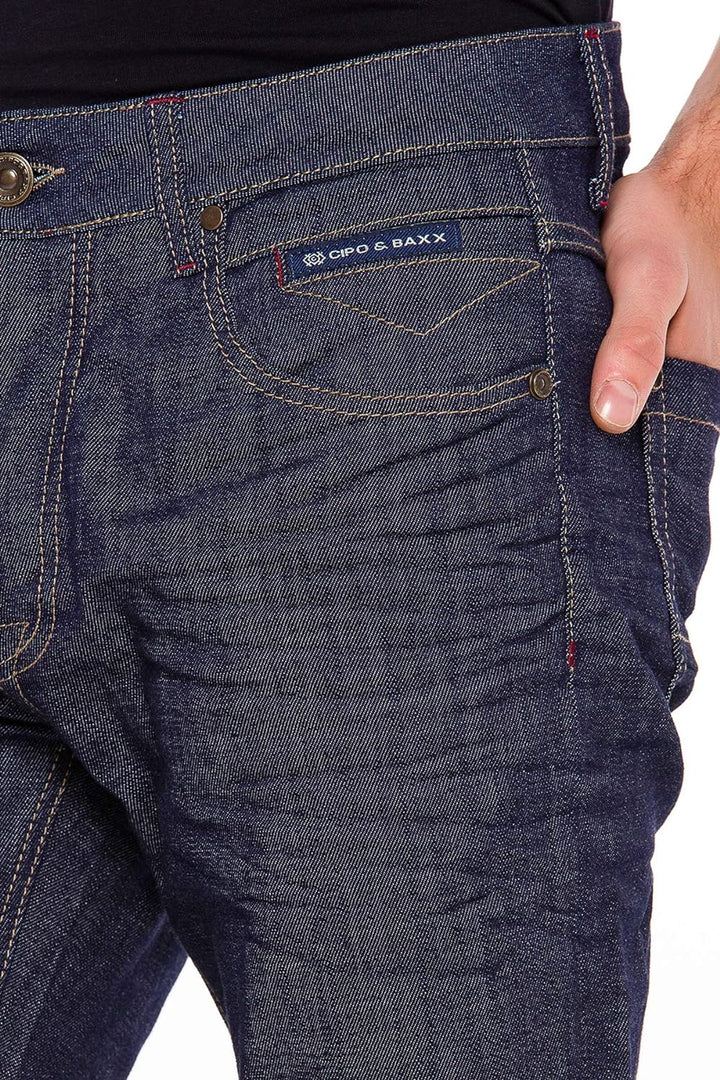 Cipo & Baxx Herren Jeans Hose Basic Casual 5-Pocket Denim Regular Fit Washed Jeans Pants Hose Dunkel