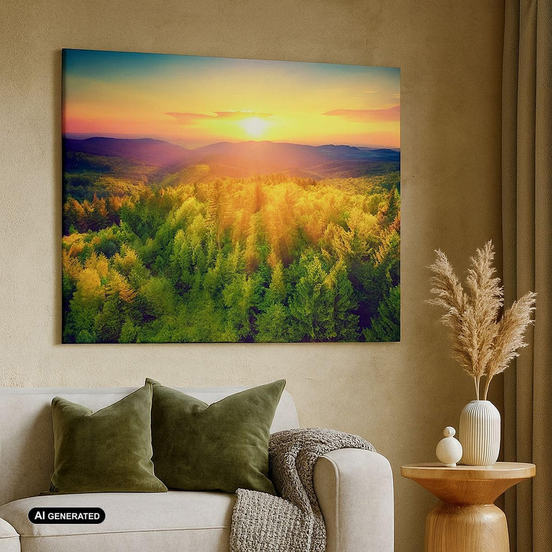 ARTTOR Bilder auf Leinwand 100x70cm Leinwandbild mit Rahmen Berge Natur Gross Wanddeko Bild Schlafzi