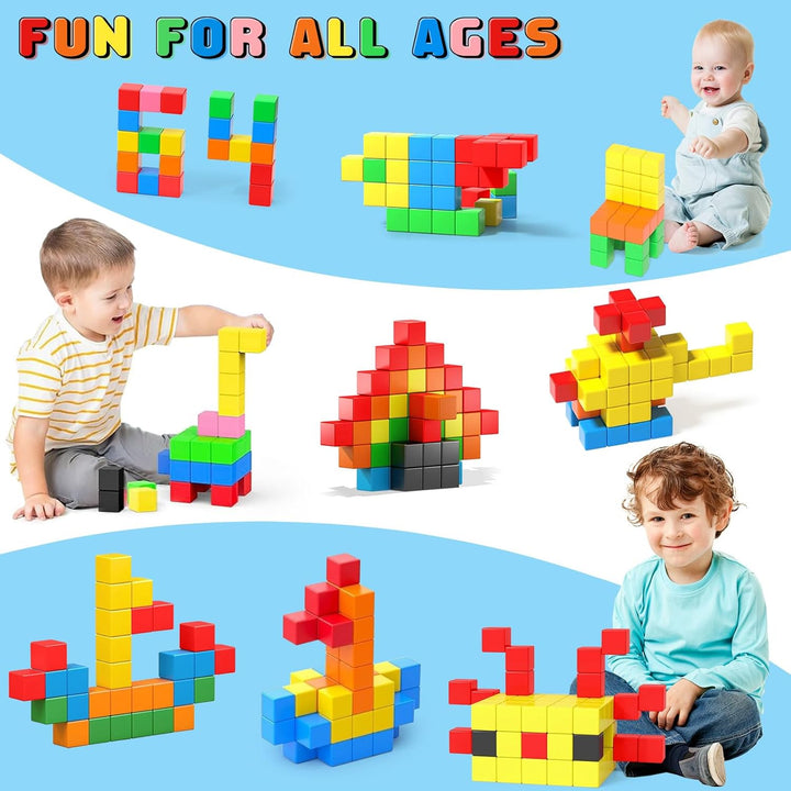 AQXONG 96Pcs Magnetische Bausteine Spielzeug, Magnetisches Bauspielzeug, Puzzle Baustein, Magnetisch