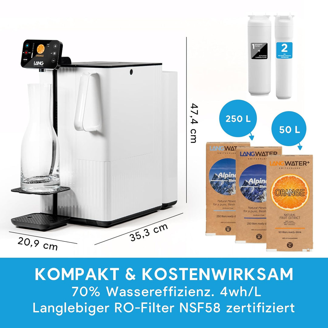 LANGWATER Osmoseanlage Auftisch TheWell 2 - mit Mineralisierung, Aromen, Heisswasserspender – Umkehr