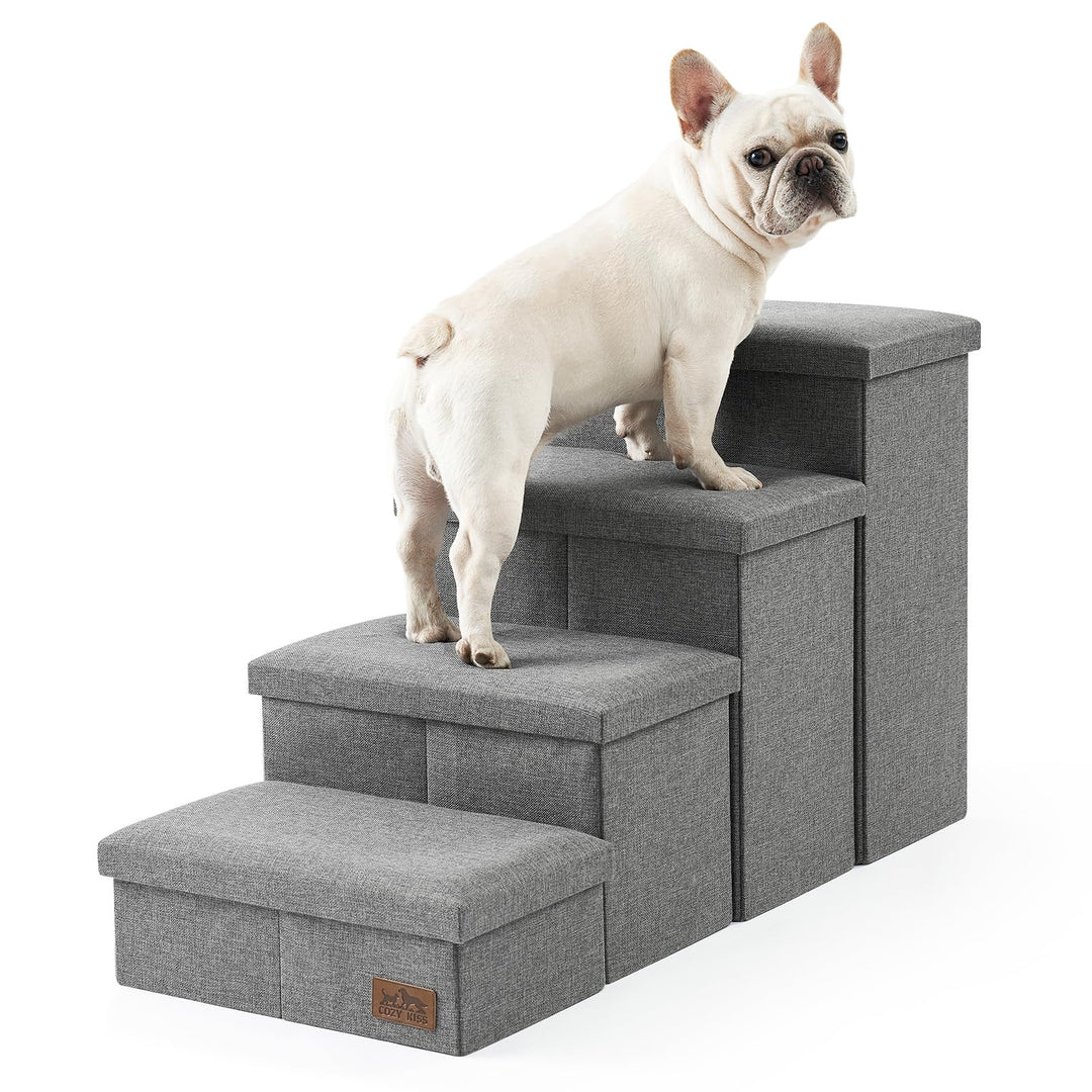 COZY KISS Hundetreppe für Kleine Hunde mit Stauraum, Breite Haustiertreppe Faltbare für Bett und Cou