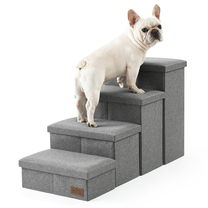 COZY KISS Hundetreppe für Kleine Hunde mit Stauraum, Breite Haustiertreppe Faltbare für Bett und Cou