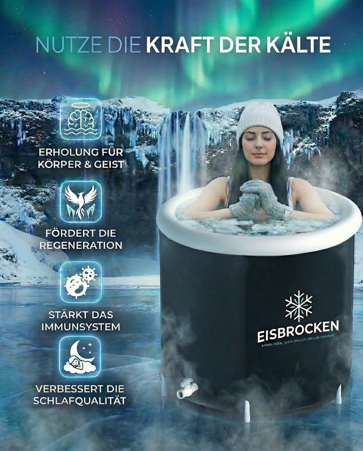 Eisbad Tonne – Faltbare Eistonne 80 cm Ø mit 7-Schicht-Isolierung – Indoor & Outdoor Kältebad für Sp