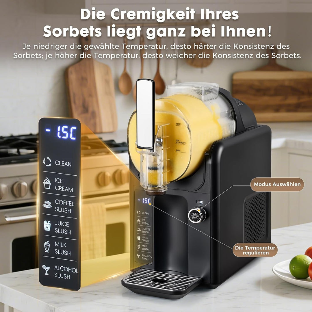 Slush Maschine Schnellgefrier-Getränke 2L Kein Eismaschine Temperaturanzeige mit 6 Programmen Selbst