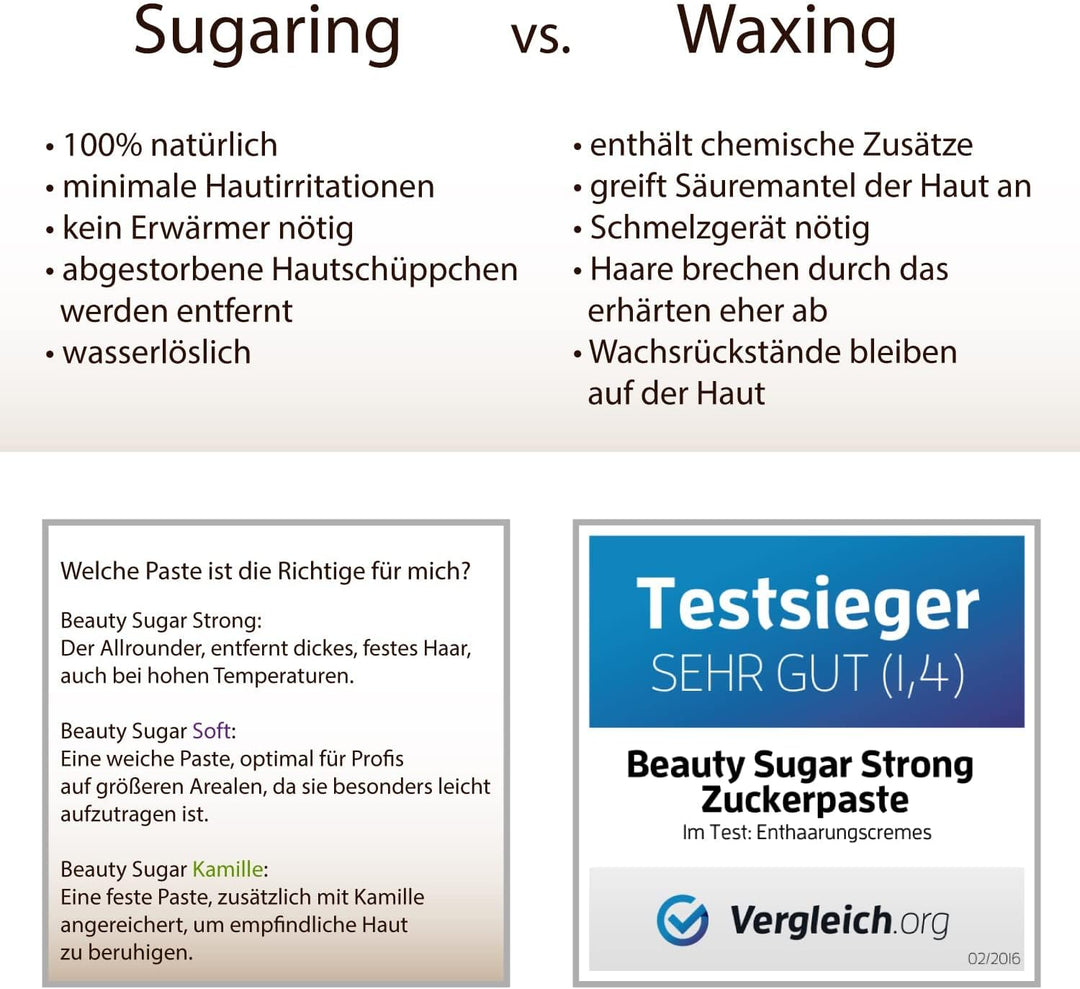 Zuckerpaste Sugaring Beauty Sugar Kennenlern Set + 100 Vliesstreifen GRATIS - zur Haarentfernung - A