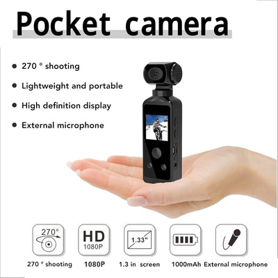 4K-Pocket-Action-Kamera, WiFi-Videocamcorder, 1,3-Zoll-Bildschirm, 16 MP Foto, 270 ° Drehbar, Unters