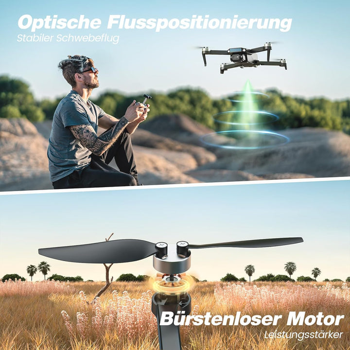 DEERC Drohne mit Kamera 1080P für Kinder, Anfänger, D20S RC Drohnen faltbar mit FPV Übertragung, 2 A