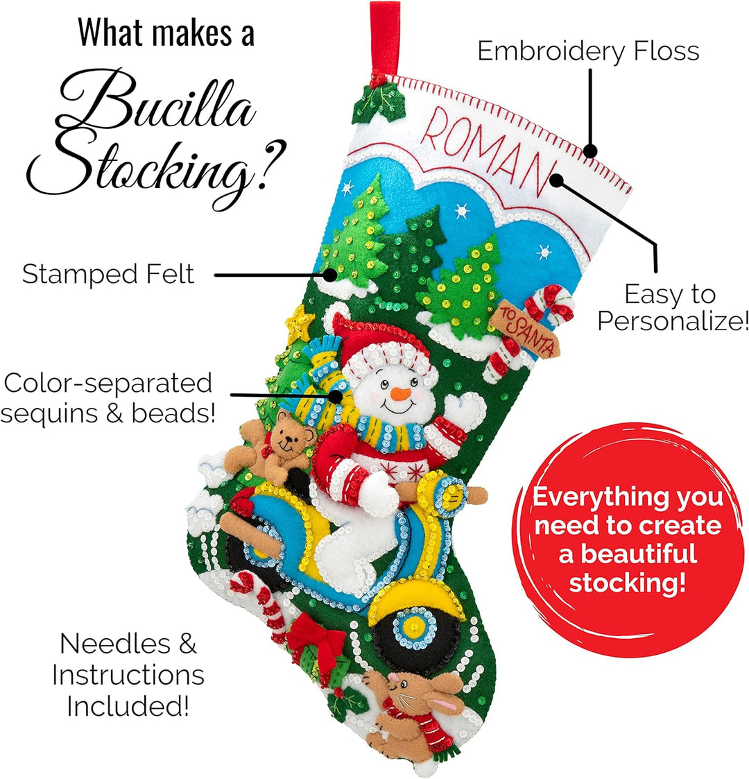 Bucilla Felt Stocking Applique Kit 18" Long-Chistmas Town -89528E