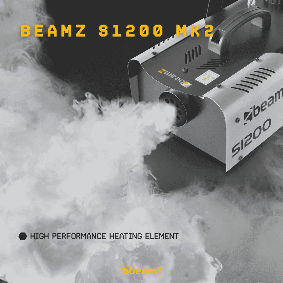 BeamZ S1200 MKII Nebelmaschine 1200 Watt, Fogger, Party Rauchmaschine, Fog Machine mit Intervall, Ti