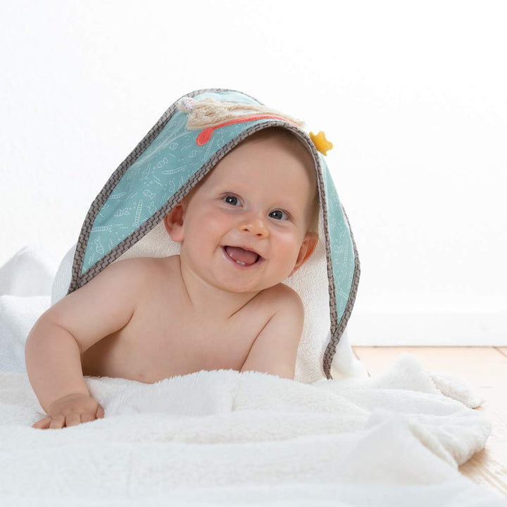 Fehn Badetuch Baby Bär - Badehandtuch Kinder Poncho aus Frottee - Handtuch mit süssem Teddybär- Baby