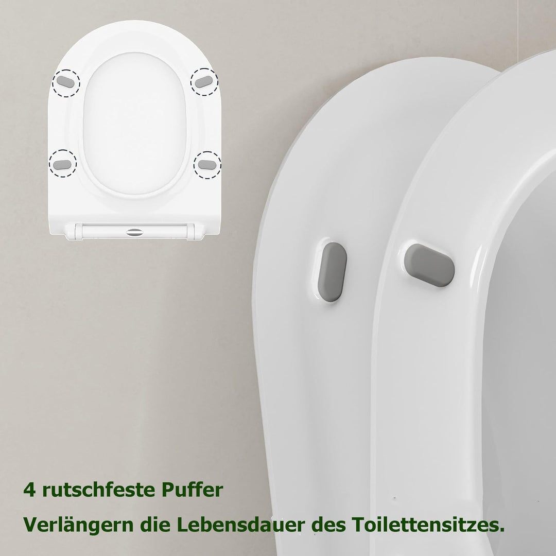 Toilettendeckel mit Absenkautomatik, WC Sitz Klobrille Toilettensitz mit Quick-Release Funktion& Ver
