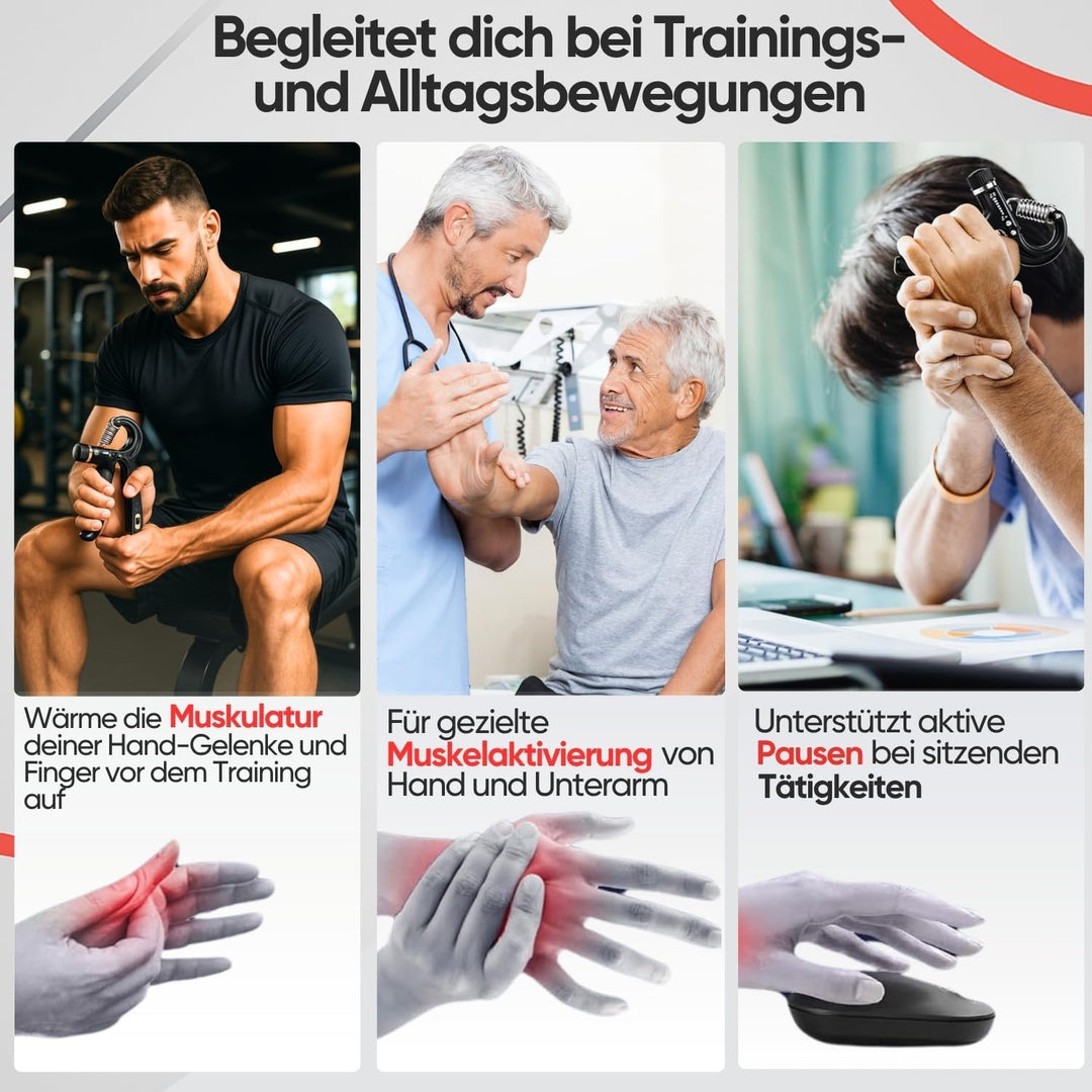 Handtrainer Fingertrainer, Griffkraft Trainer Set, Verstellbarer Unterarmtrainer, Finger Trainer, Un
