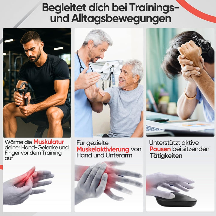 Handtrainer Fingertrainer, Griffkraft Trainer Set, Verstellbarer Unterarmtrainer, Finger Trainer, Un