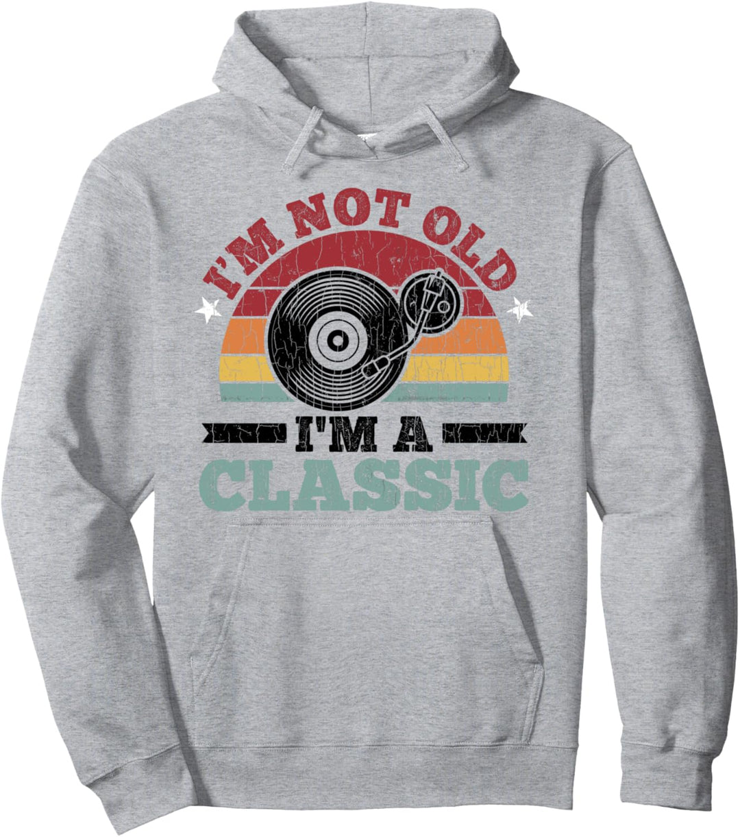 Lustige Vinyl-Schallplatten-Grafik. Pullover Hoodie