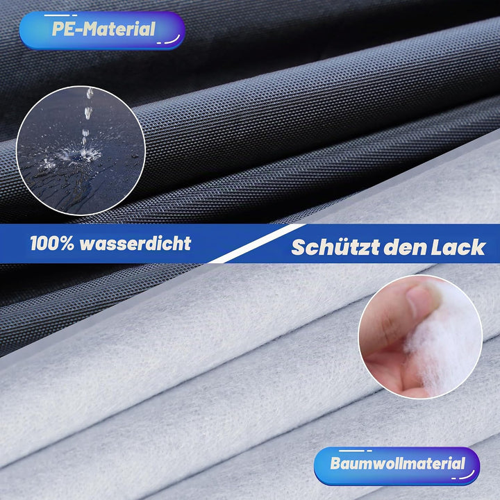 Cowtcver 10 Schichten Autoabdeckung Wasserdicht für Schrägheck bis zu 415cm Passend für Schrägheck b