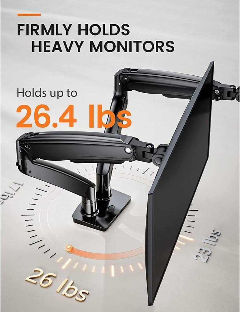 ErGear Monitor Halterung 2 Monitore bis 40 Zoll, Ergonomischer Bildschirmhalterung mit USB-Anschluss