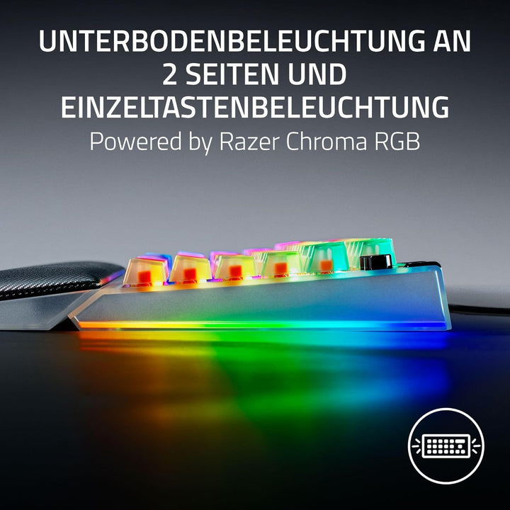 Razer BlackWidow V4 75% Phantom White - Hot-swap-fähige mechanische Gaming-Tastatur - Orange Tactile