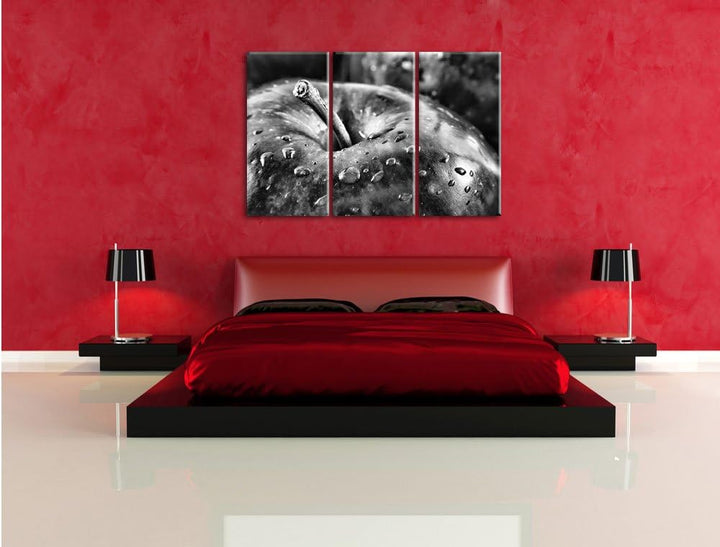 Pixxprint Apfel als Leinwandbild | Grösse: 3 Teilig (120x80) | Wandbild| Kunstdruck | fertig bespann