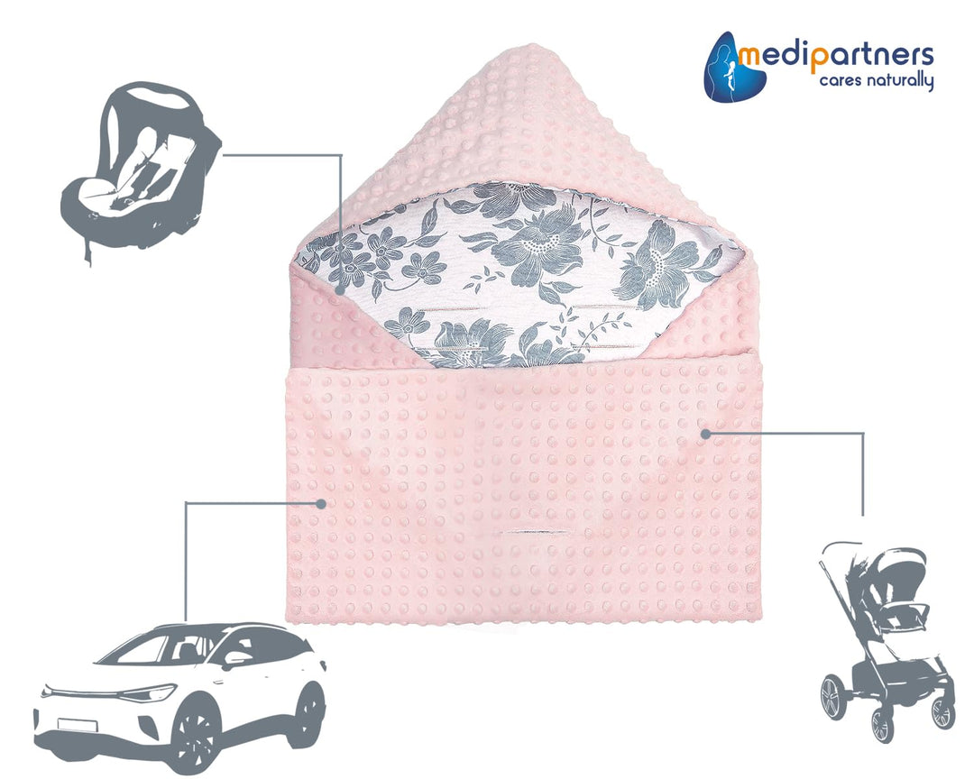 Medi Partners Einschlagdecke 100% Baumwolle 85x85cm Kuscheldecke für Kinderwagen Babyschale universa