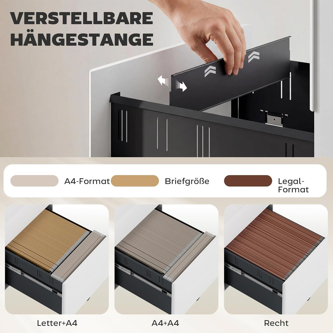 Vinsetto Rollcontainer mit 3 Schubladen mobiler Aktenschrank mit Rollen abschliessbar Büroschrank mi
