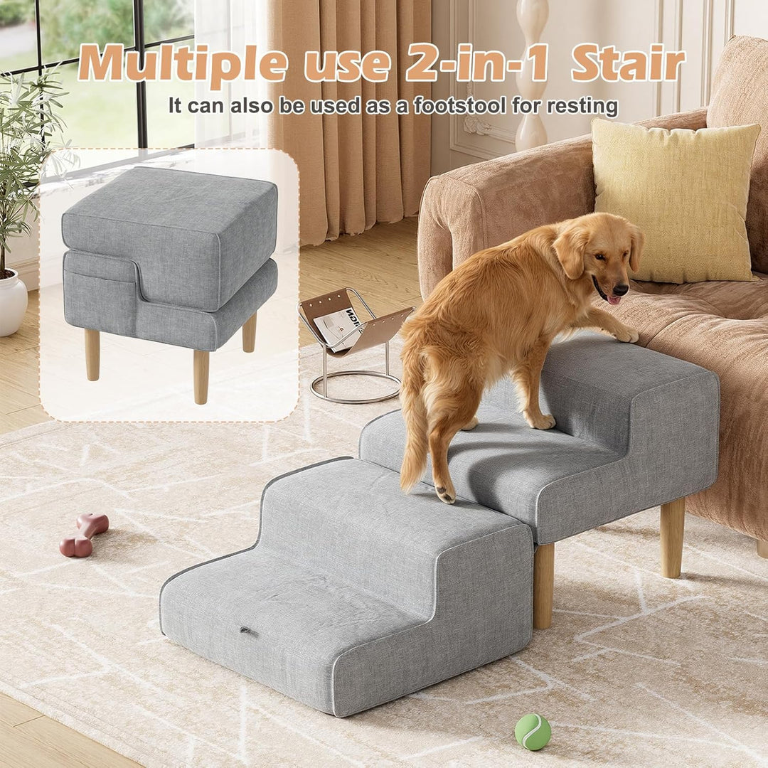 Hundetreppe,2-in-1 Haustiertreppe Klappbar Treppe Hund, Hundetreppe für Kleine & Grosse Hunde, Trepp