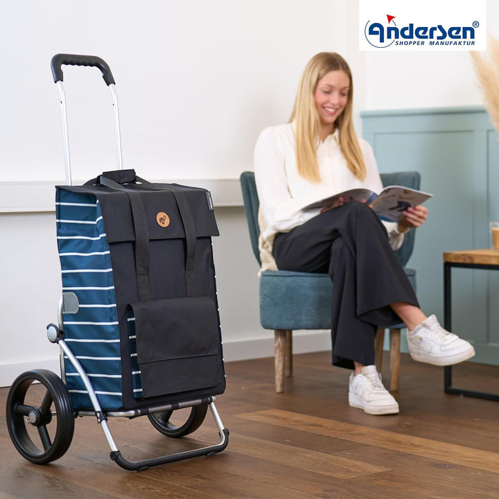 ANDERSEN Einkaufstrolley - Royal Shopper Jella blau 51 L Einkaufsroller, hohe Qualität, stylisch, Al