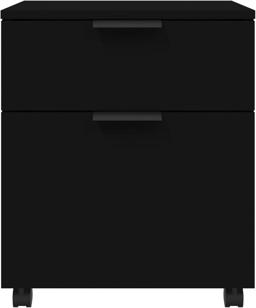 Homgoday Mobiles Aktenschränkchen mit Rollen Schwarz 45x38x54 cm - Holzwerkstoff, 2 Schubladen, Büro