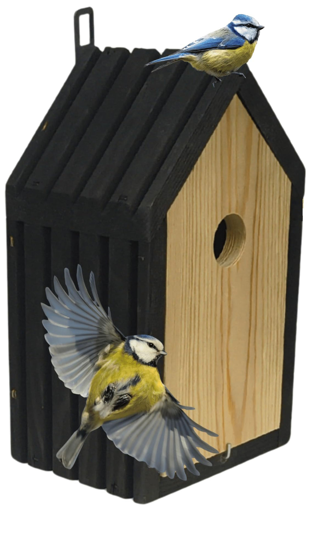 Meisen Nistkasten aus FSC® Holz mit 2,8 cm Einflugloch und mit Heu, Vogelhaus Blaumeisen &amp; Kleinvöge