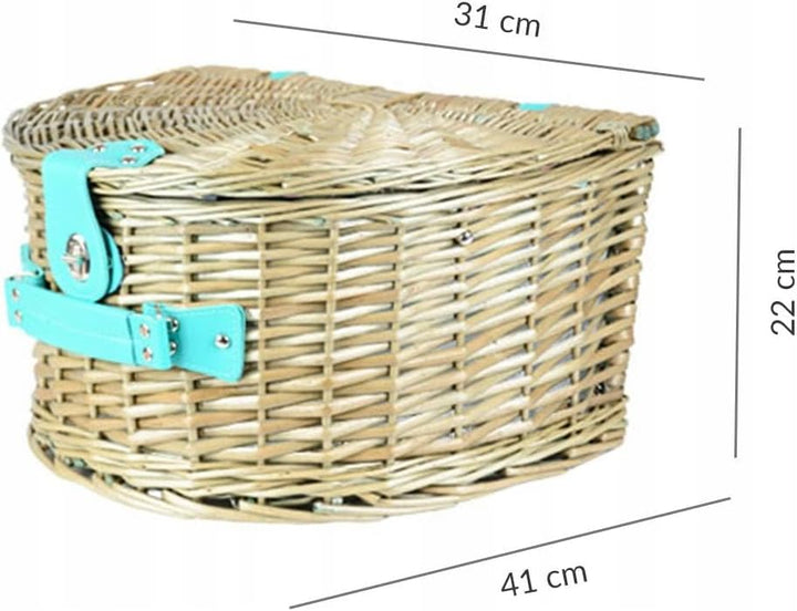 Zolta Picknickkorb Korb mit Deckel - Weidenkorb mit Picknick Geschirr und Thermischer Einsatz - Ther