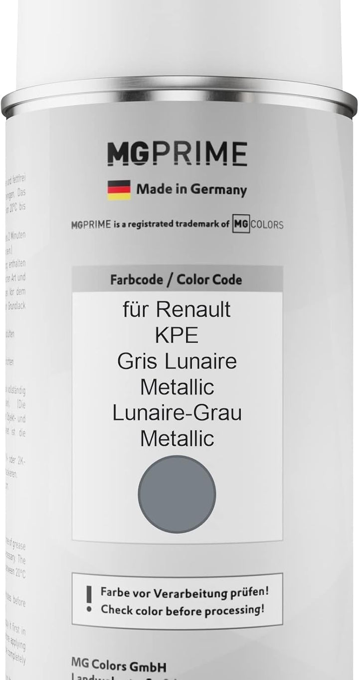 MG PRIME Autolack Sprühdosen Set für Renault KPE Gris Lunaire Metallic/Lunaire-Grau Metallic Basisla