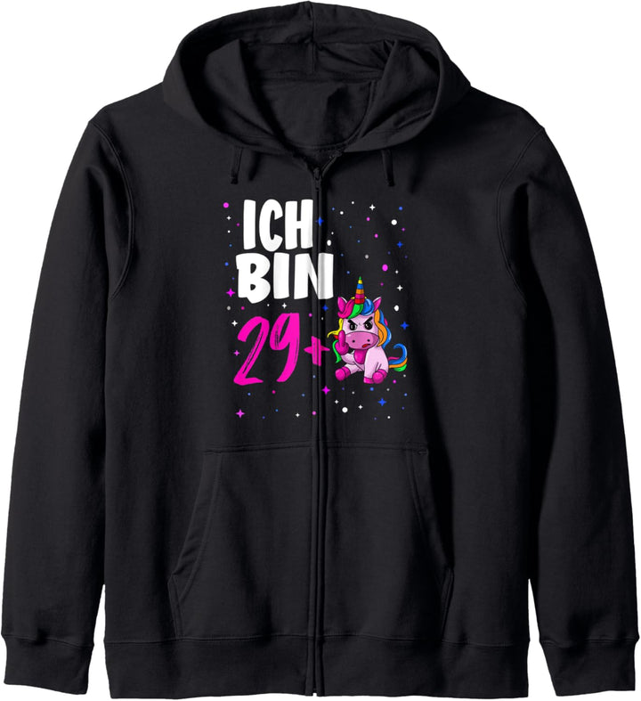 Ich bin 29 plus Einhorn Geschenkidee zum 30. Geburtstag Kapuzenjacke