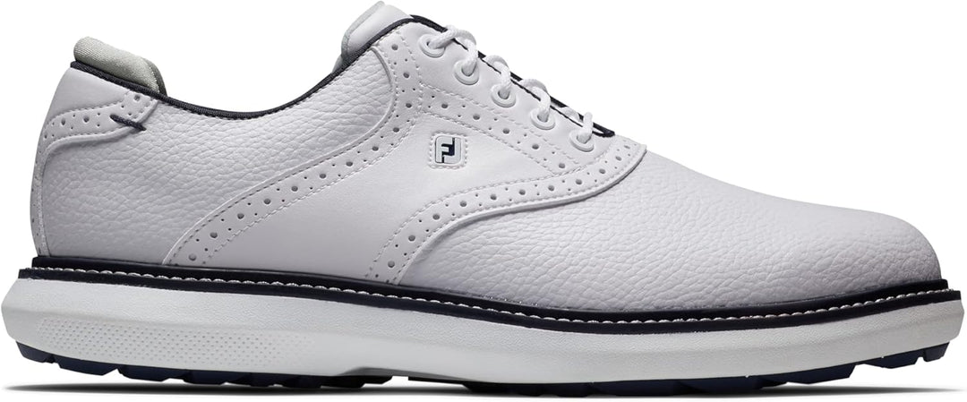 Footjoy Herren Fj Traditions Spikeless Golfschuh 39.5 EU Weit Weiss Weiss Marineblau, 39.5 EU Weit W