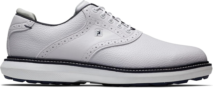 Footjoy Herren Fj Traditions Spikeless Golfschuh 39.5 EU Weit Weiss Weiss Marineblau, 39.5 EU Weit W