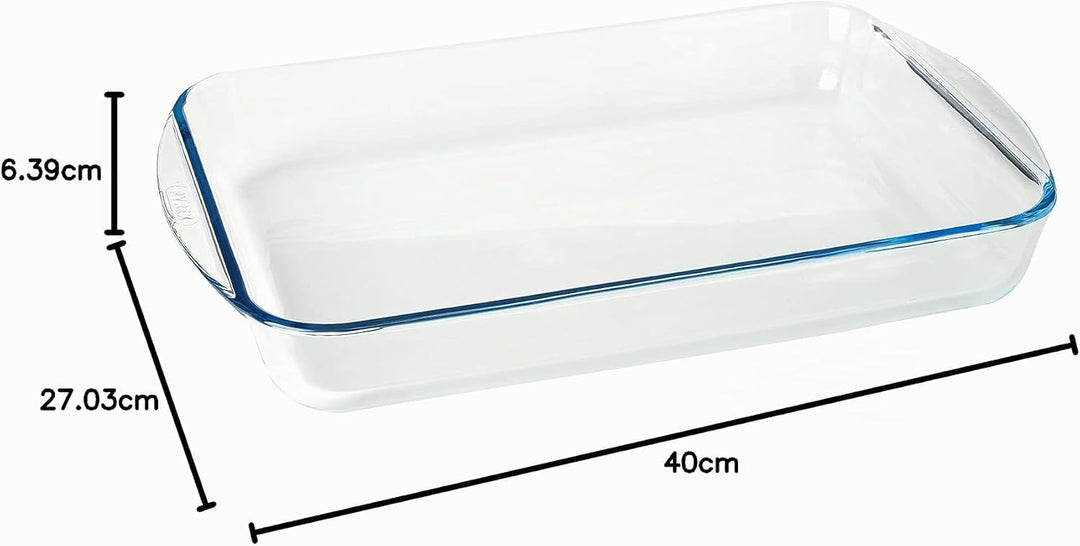 Pyrex Rechteckiger Bräter aus Glas, 40x27cm 40x27 cm, 40x27 cm