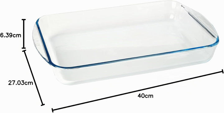 Pyrex Rechteckiger Bräter aus Glas, 40x27cm 40x27 cm, 40x27 cm