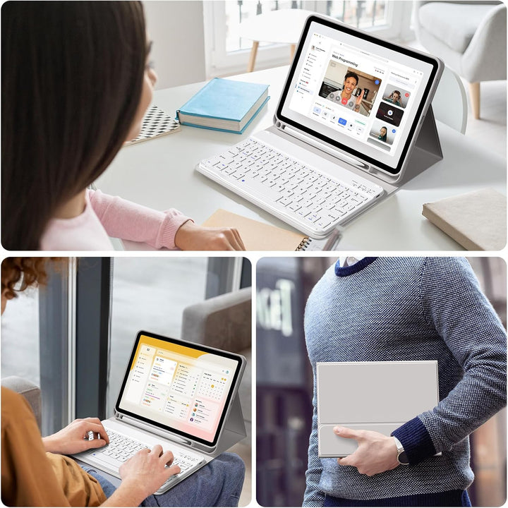 Tastatur Hülle für iPad 10. Generation 10,9" 2022 & iPad 11th Gen A16 2025 mit Stifthalter, TPU Rück