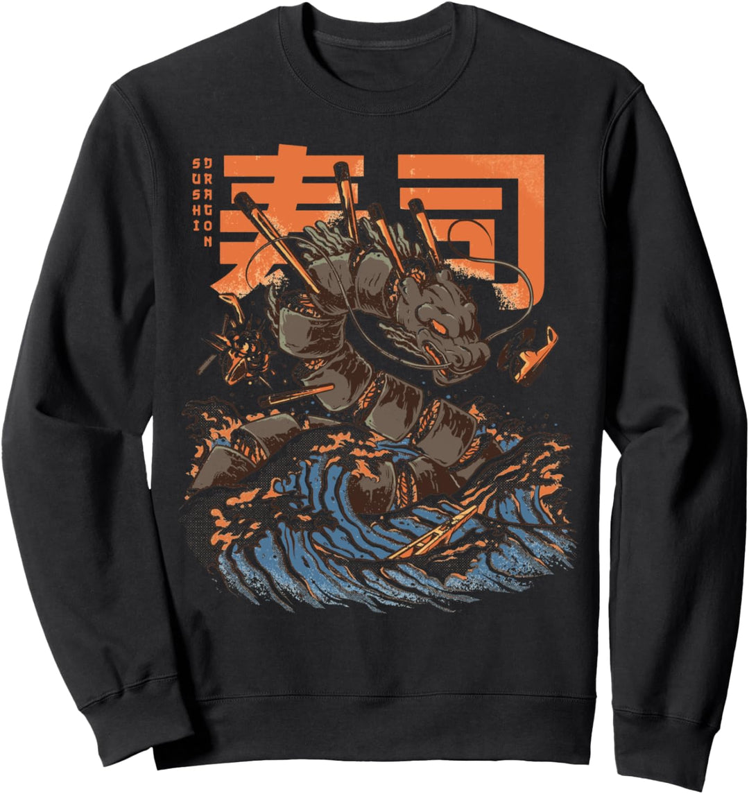 Funny Vintage Japanese Sushi Dragon Grunge Asian Gift Sweatshirt