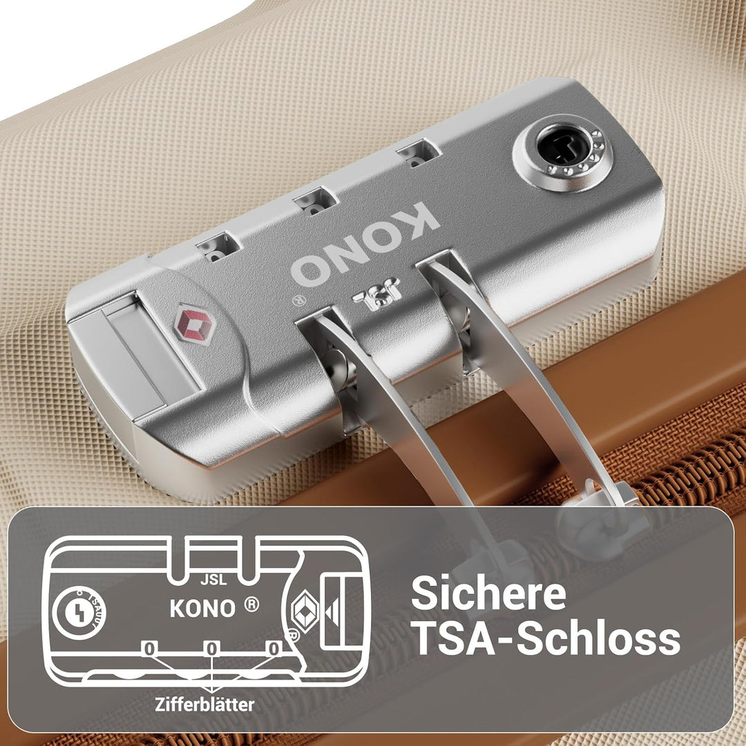 Kono Koffer, leichte ABS-Hartschale, Handgepäckkoffer für Flugzeugkabine mit TSA-Schloss, Gepäcksets