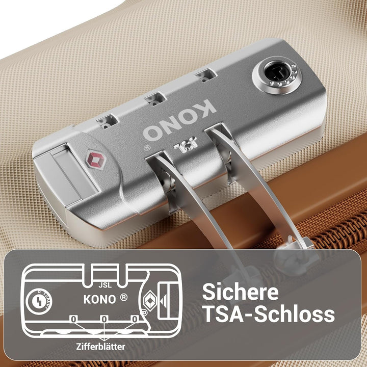 Kono Koffer, leichte ABS-Hartschale, Handgepäckkoffer für Flugzeugkabine mit TSA-Schloss, Gepäcksets