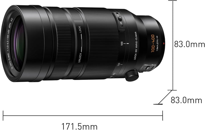 Panasonic Lumix H-RSA100400E Leica DG Vario-Elmar 100-400 mm Ultra Zoom F4.0-6.3 Objektiv, Micro Fou