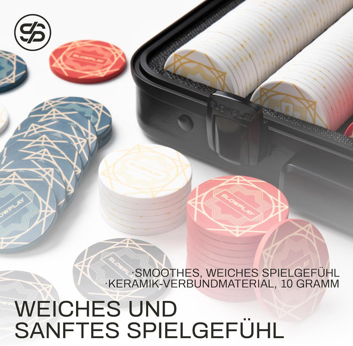 SLOWPLAY Nash Pokerset, 500 Keramik Pokerchips, Nummerierter Chipsatz | Profi pokerchips hochwertige