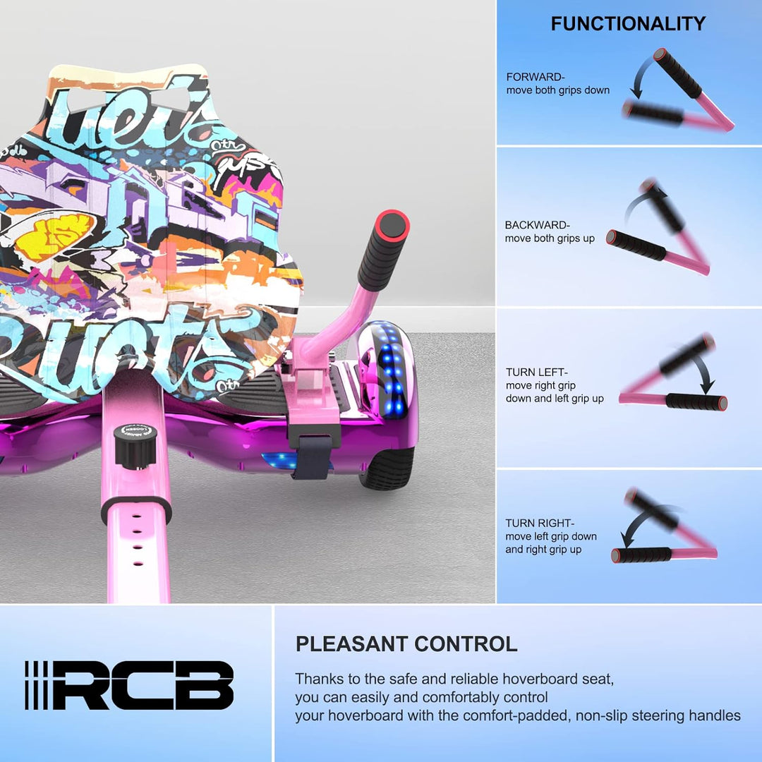 RCB Hoverboard Sitz, Go-Kart Zubehör für Hoverboards, Hoverboard mit Sitz passend für Aller 6.5"-10"